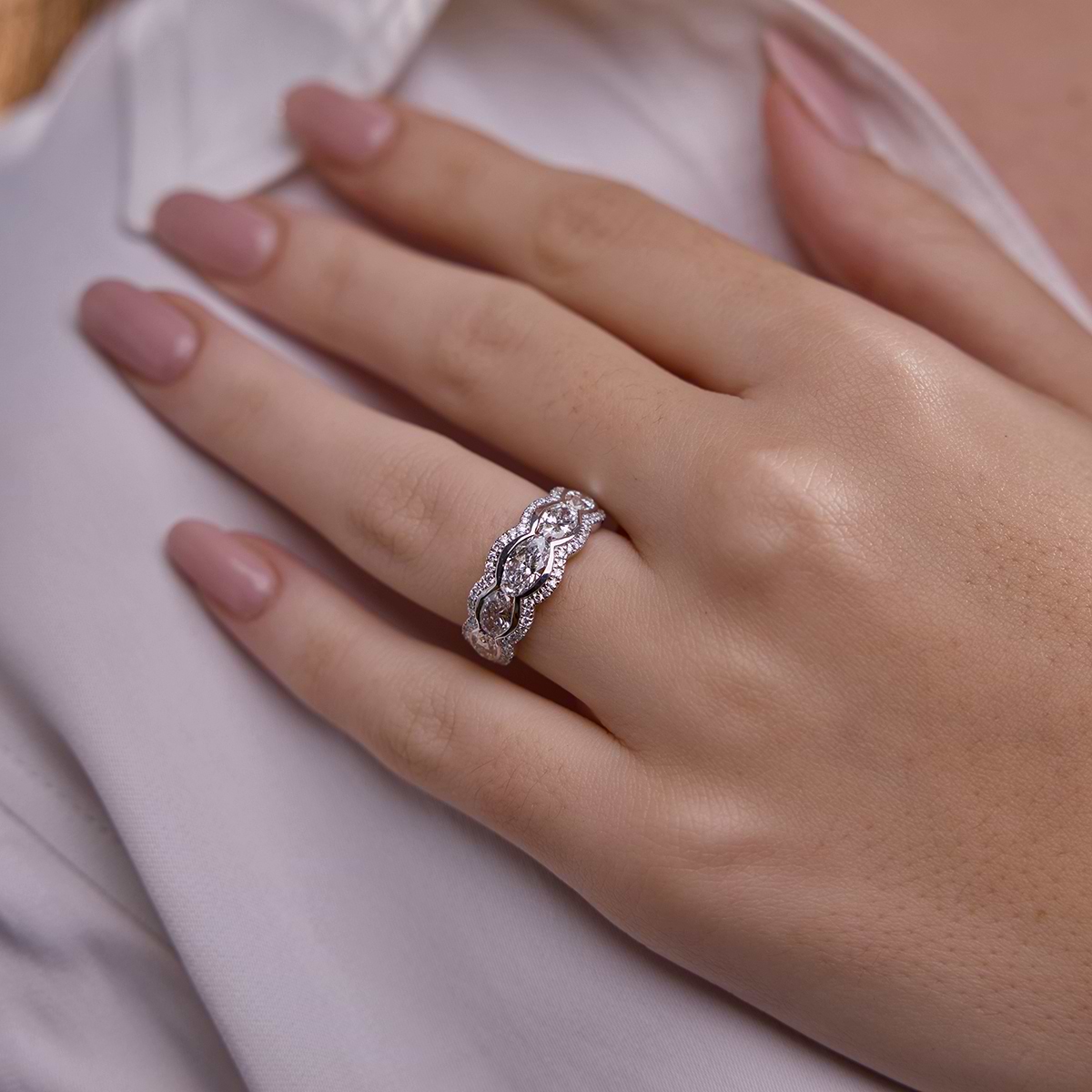 2 1/2 ctw Oval Lab Grown Diamond Five-Stone Halo Band