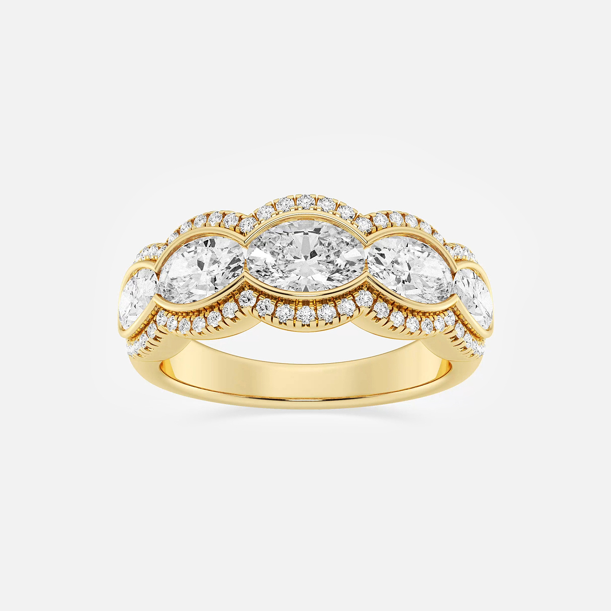 2 1/2 ctw Oval Lab Grown Diamond Five-Stone Halo Band