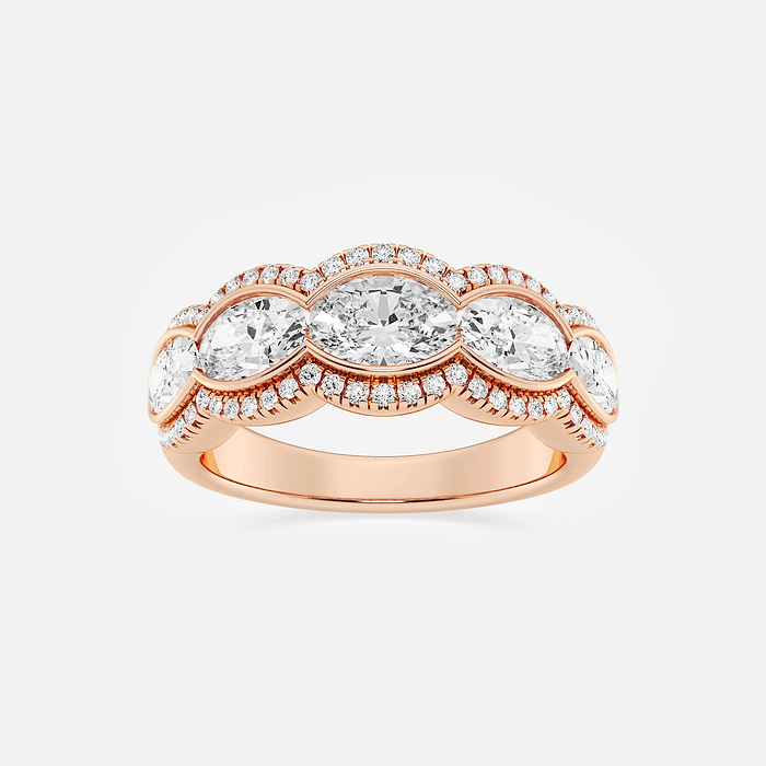 Tambourine Band - 2 1/2 ctw Oval Lab Grown Diamond Five-Stone Halo Band