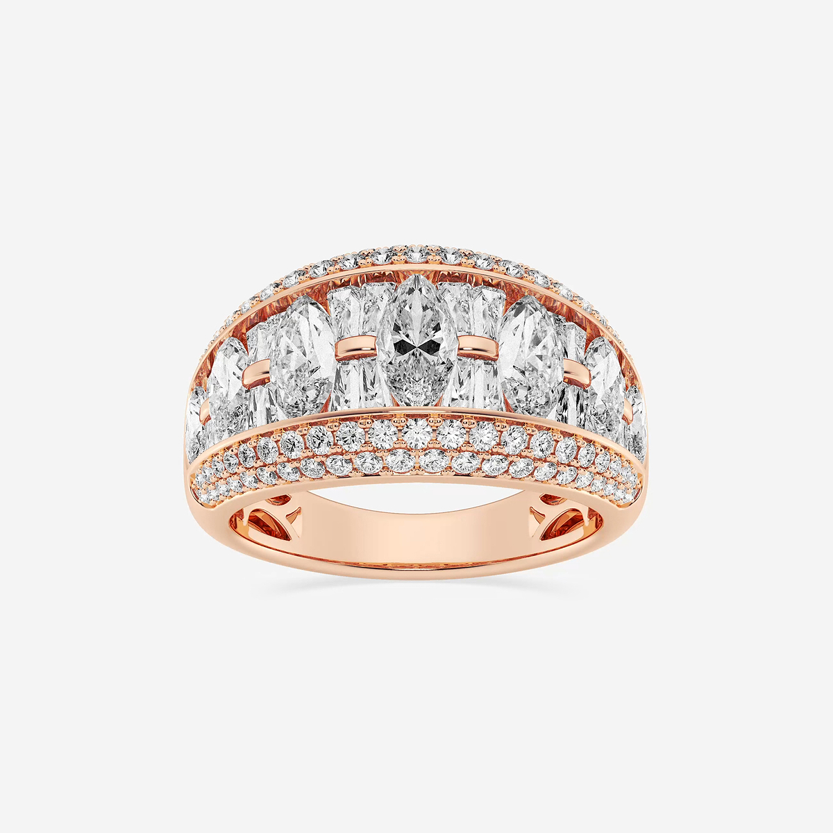 3 1/6 ctw Marquise and Baguette Lab Grown Diamond Alternating Band