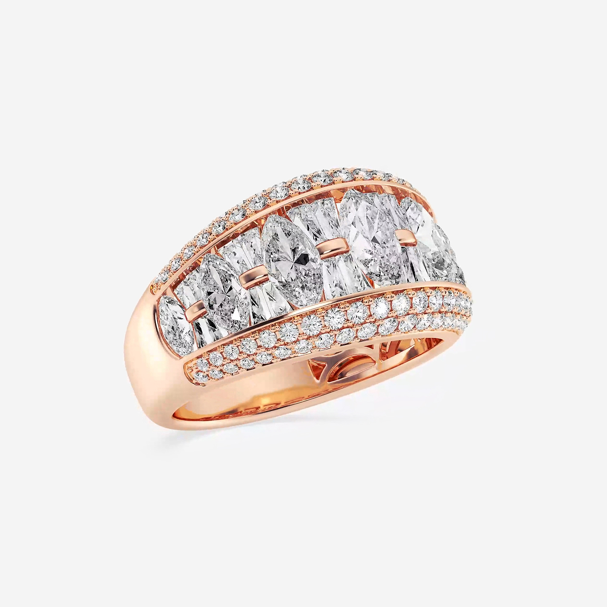 Additional Image 1 for  3 1/6 ctw Marquise and Baguette Lab Grown Diamond Alternating Band