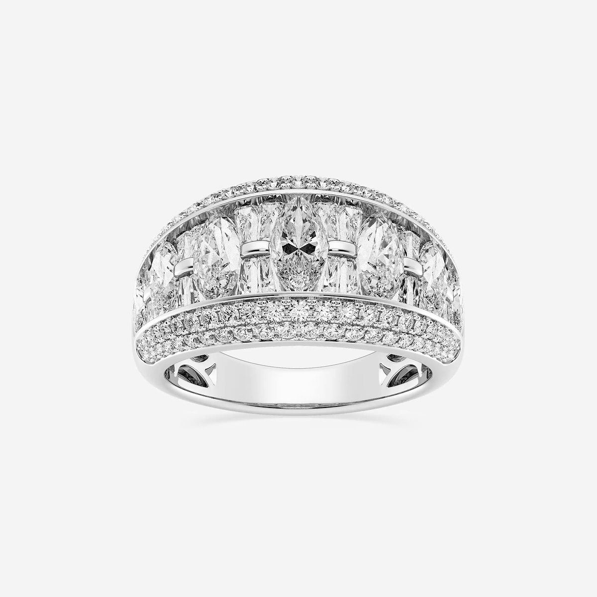3 1/6 ctw Marquise and Baguette Lab Grown Diamond Alternating Band