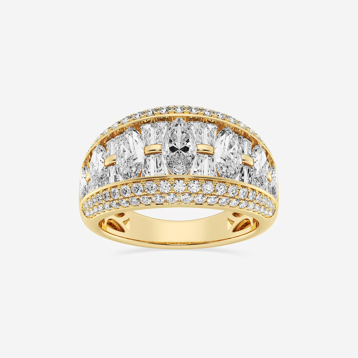 3 1/6 ctw Marquise and Baguette Lab Grown Diamond Alternating Band