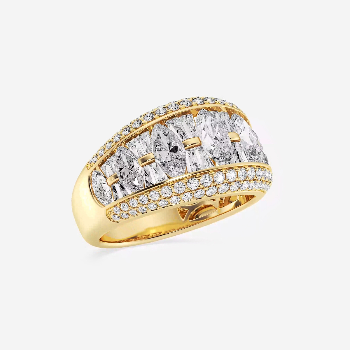 Additional Image 1 for  3 1/6 ctw Marquise and Baguette Lab Grown Diamond Alternating Band