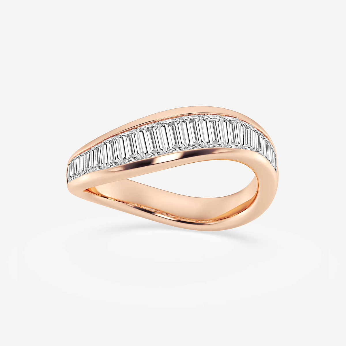 1 1/4 ctw Baguette Lab Grown Diamond Curved Stackable Rings