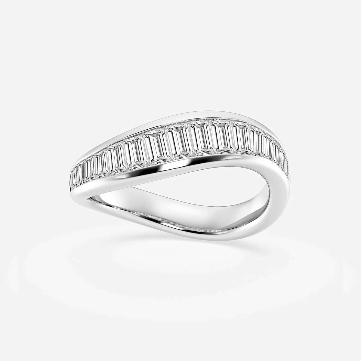 1 1/4 ctw Baguette Lab Grown Diamond Curved Stackable Rings