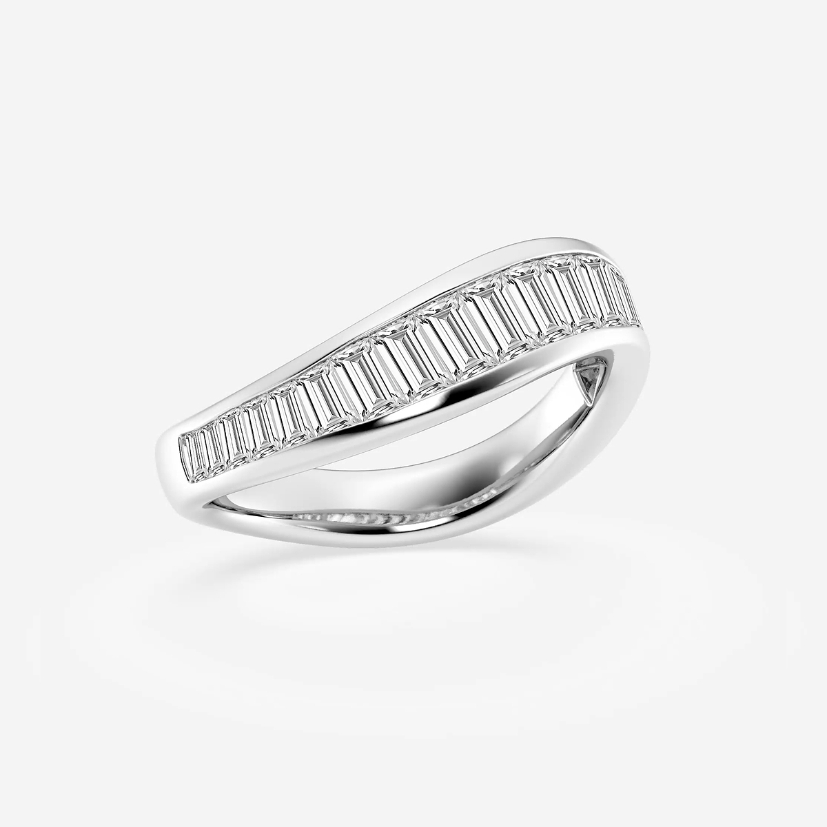 Additional Image 1 for  1 1/4 ctw Baguette Lab Grown Diamond Curved Stackable Rings
