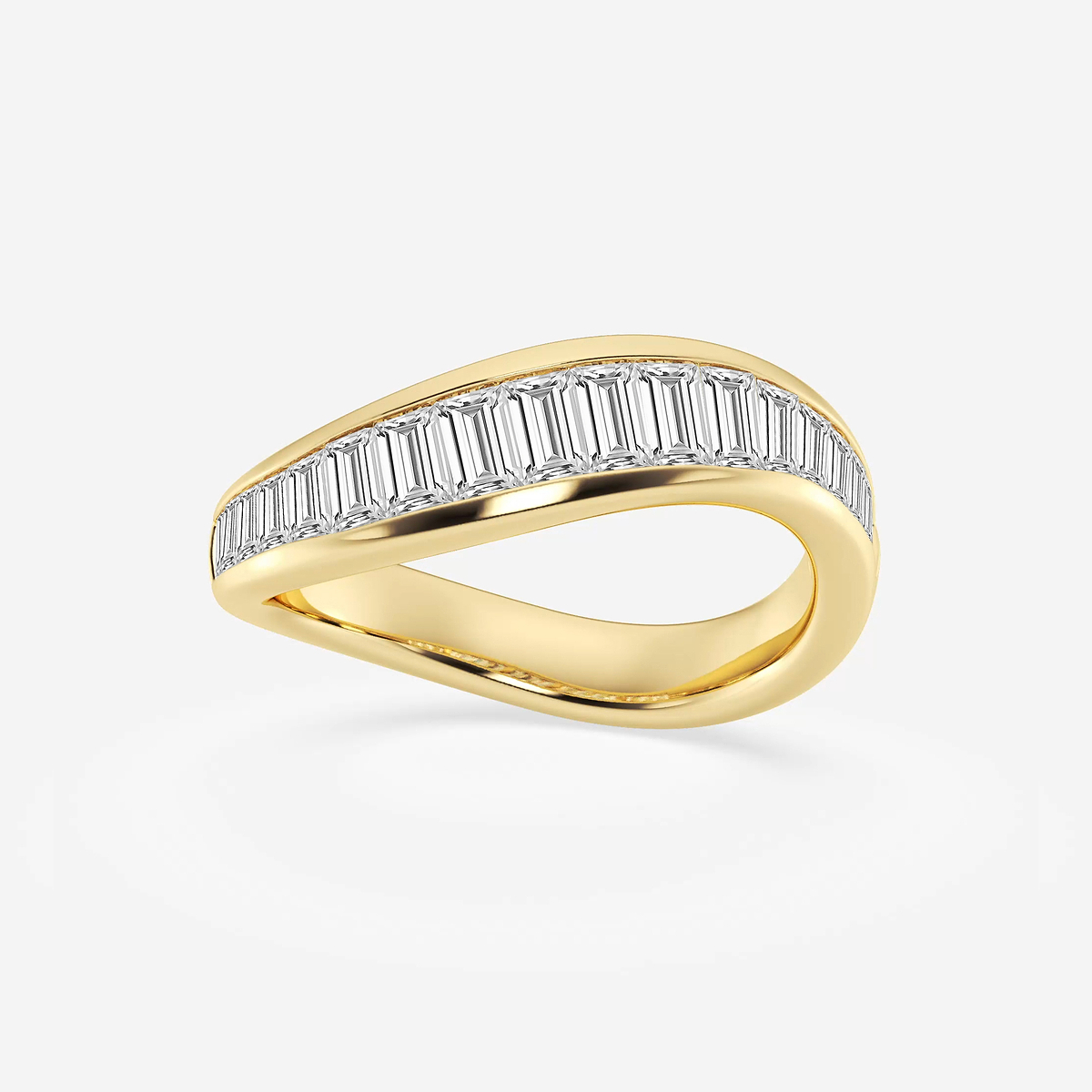 1 1/4 ctw Baguette Lab Grown Diamond Curved Stackable Rings