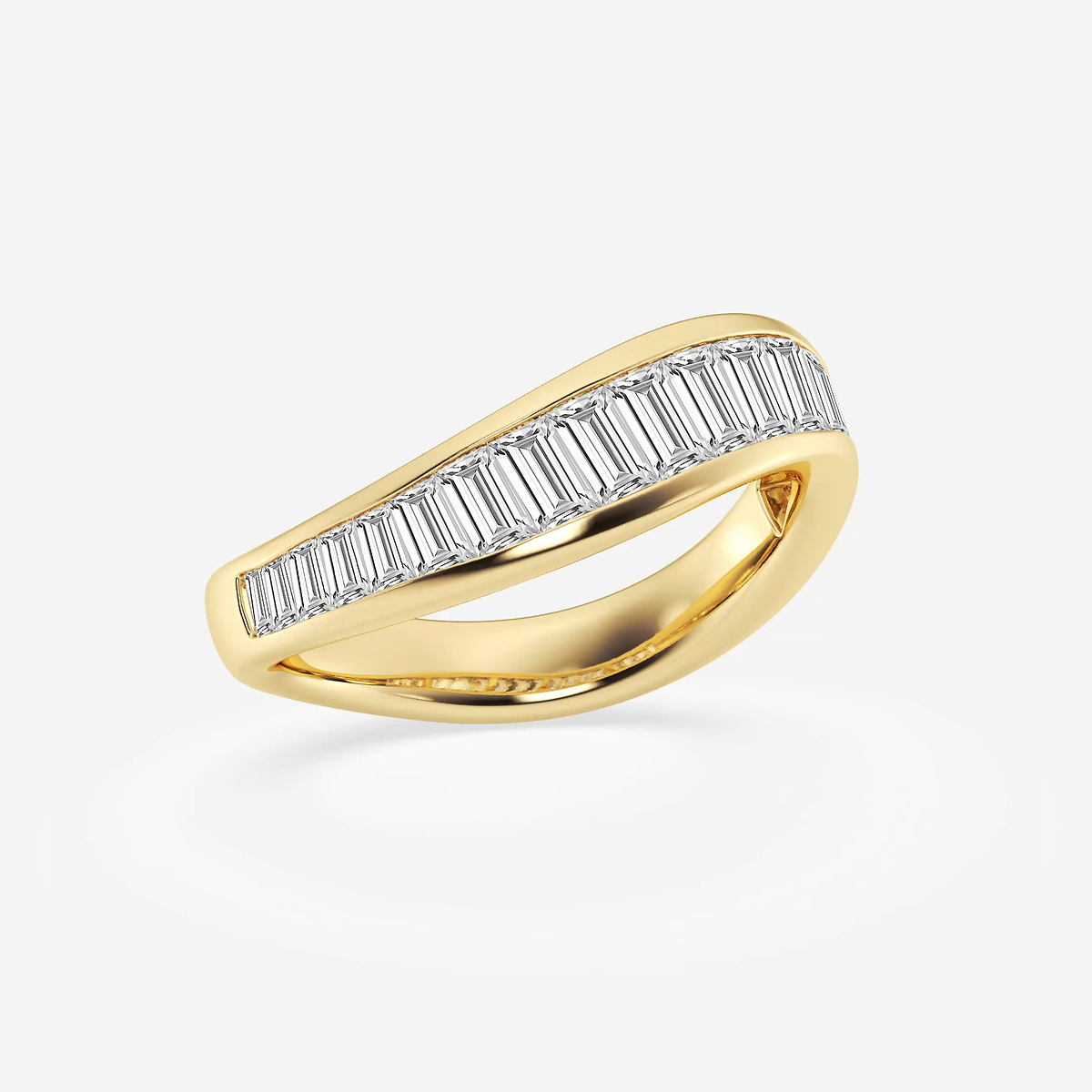 Additional Image 1 for  1 1/4 ctw Baguette Lab Grown Diamond Curved Stackable Rings