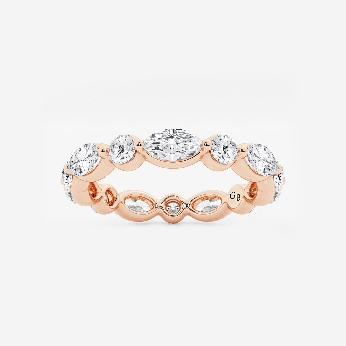 2 ctw Marquise and Round Lab Grown Diamond Floating Eternity Band - 3mm Width