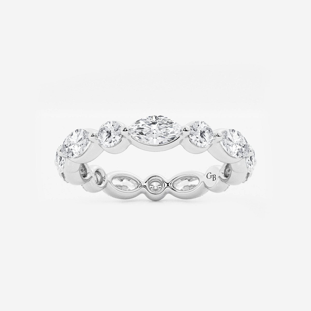 2 ctw Marquise and Round Lab Grown Diamond Floating Eternity Band - 3mm Width