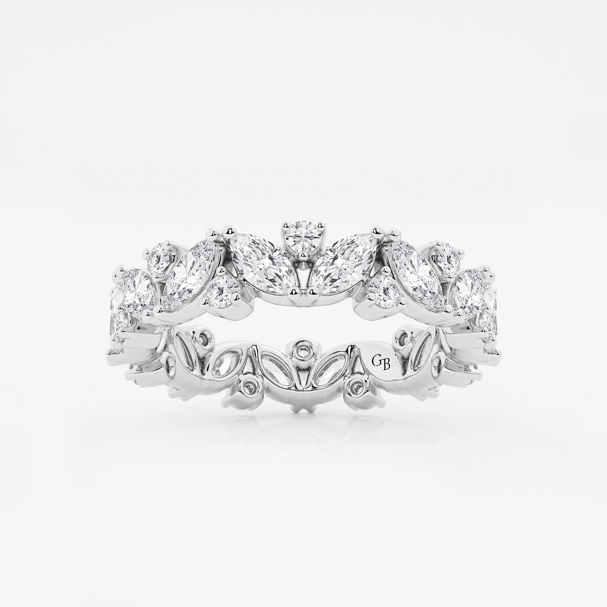 2 ctw Marquise Lab Grown Diamond Alternating Eternity Band - 4.4mm Width 14K White Gold, FG, VS2+