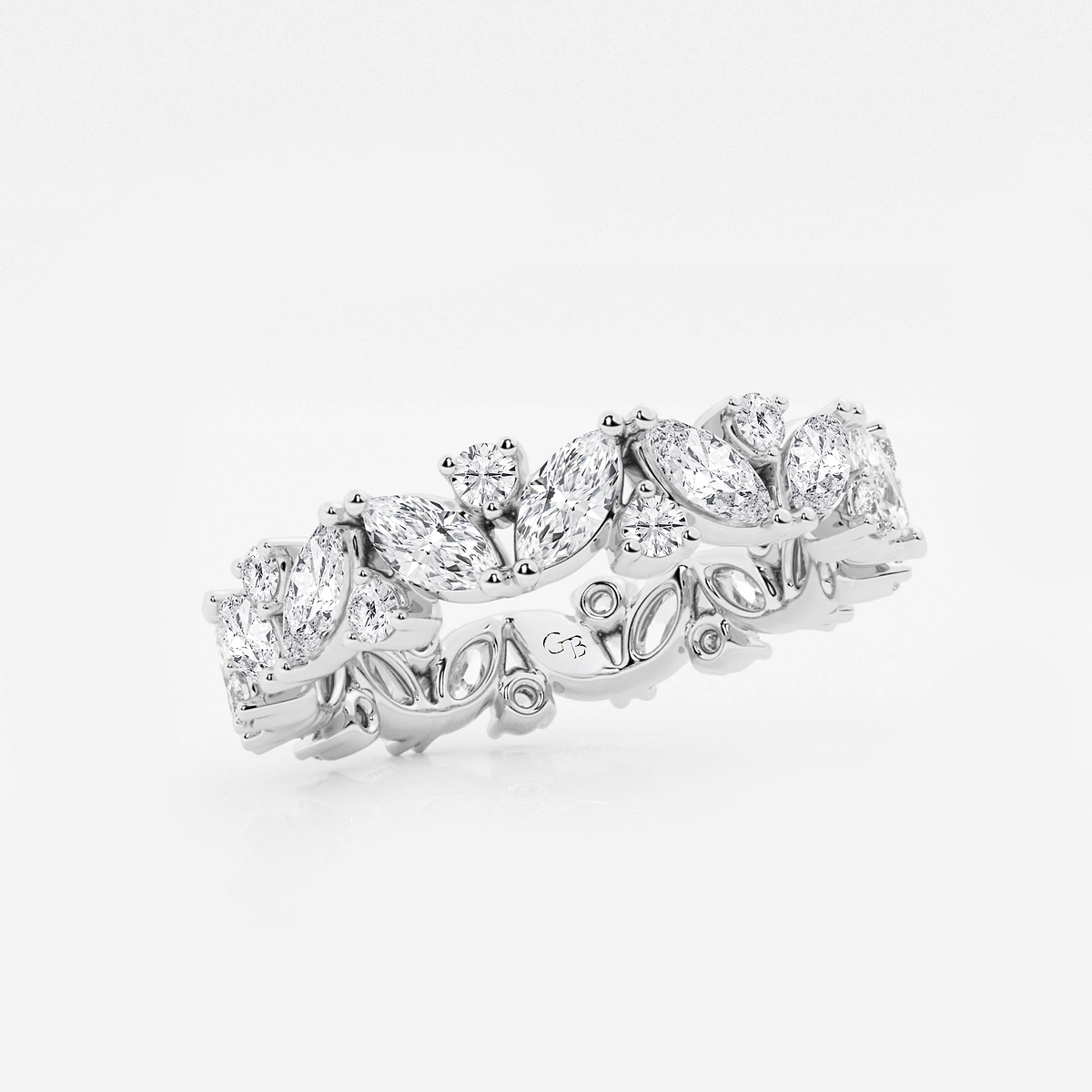 2 ctw Marquise Lab Grown Diamond Alternating Eternity Band - 4.4mm Width 14K White Gold, FG, VS2+