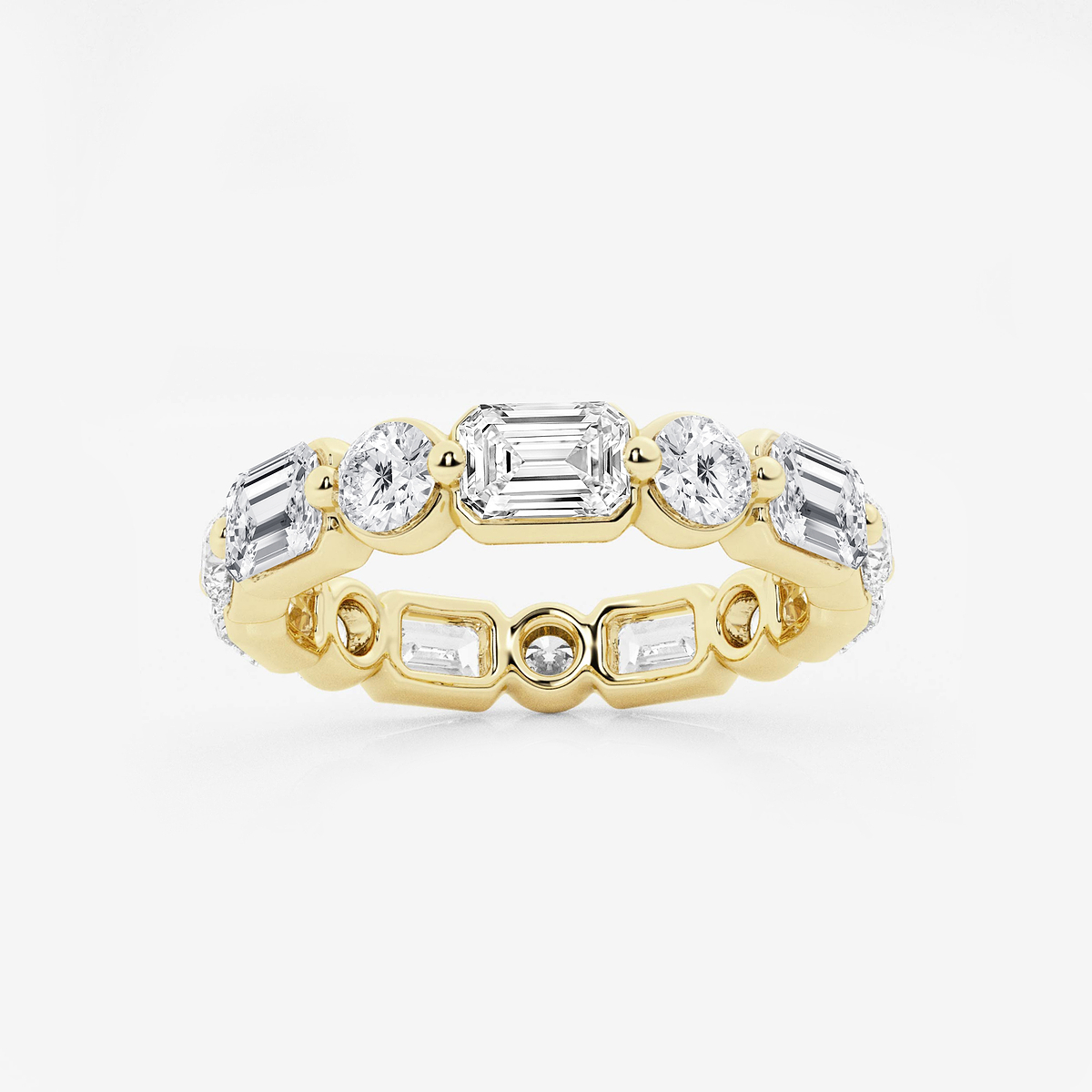 4 ctw Emerald Lab Grown Diamond Floating Eternity Band - 3.8mm Width