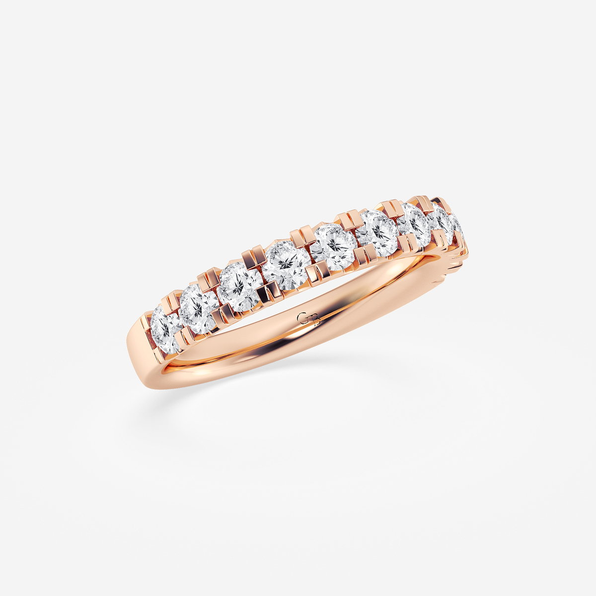 Additional Image 1 for  1 ctw Round Lab Grown Diamond French Pave Wedding Band