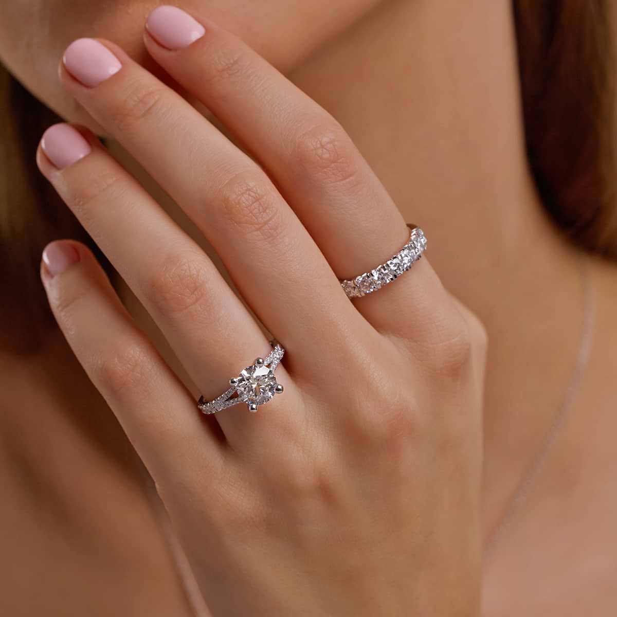 1 1/2 ctw Round Lab Grown Diamond French Pave Wedding Band