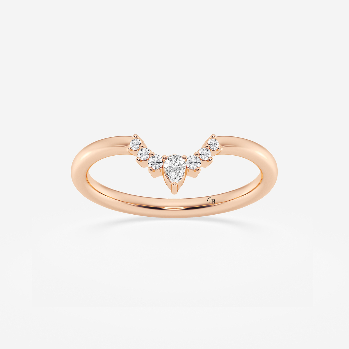 1/10 ctw Pear Lab Grown Diamond Crescent Shape Stackable Ring