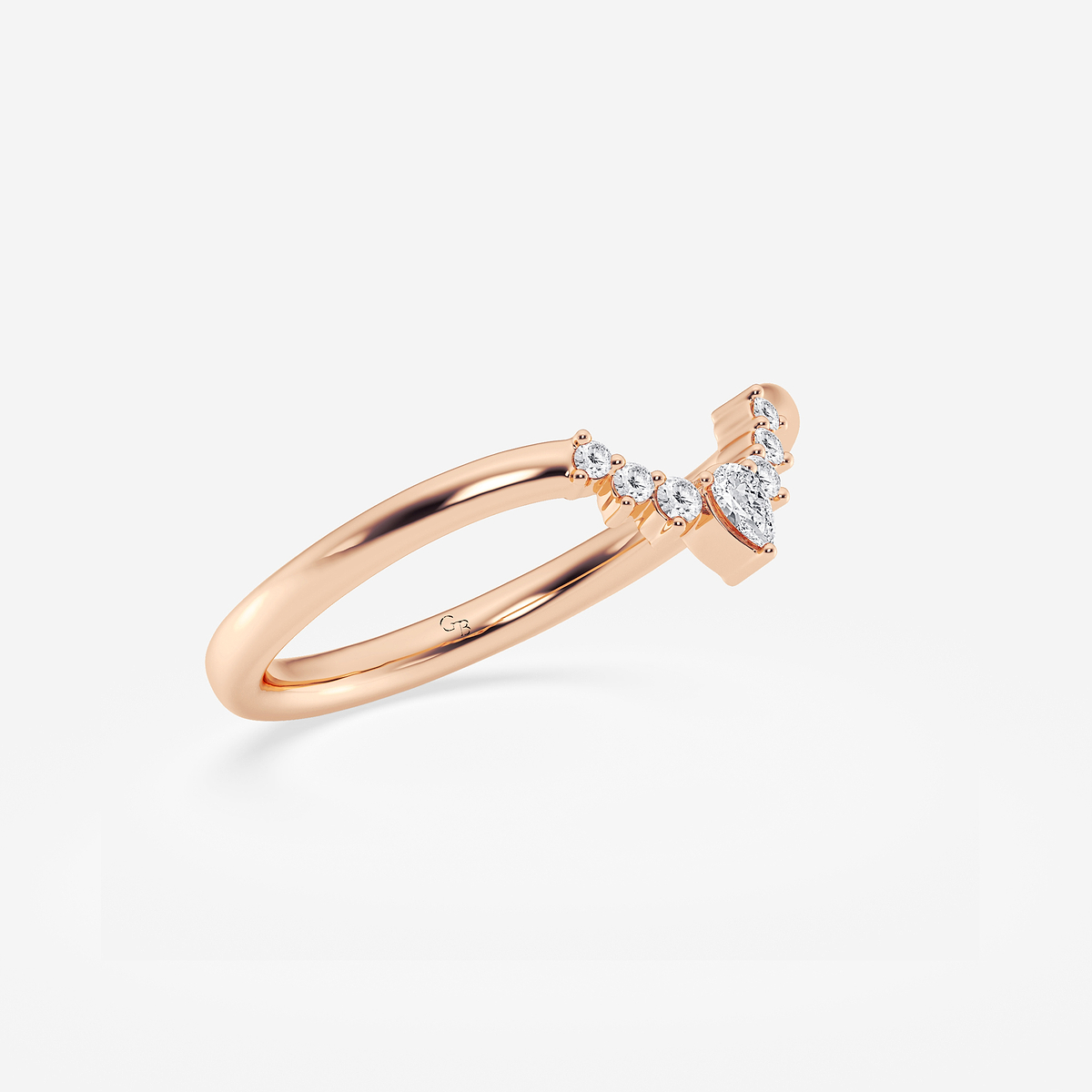 Additional Image 1 for  1/10 ctw Pear Lab Grown Diamond Crescent Shape Stackable Ring