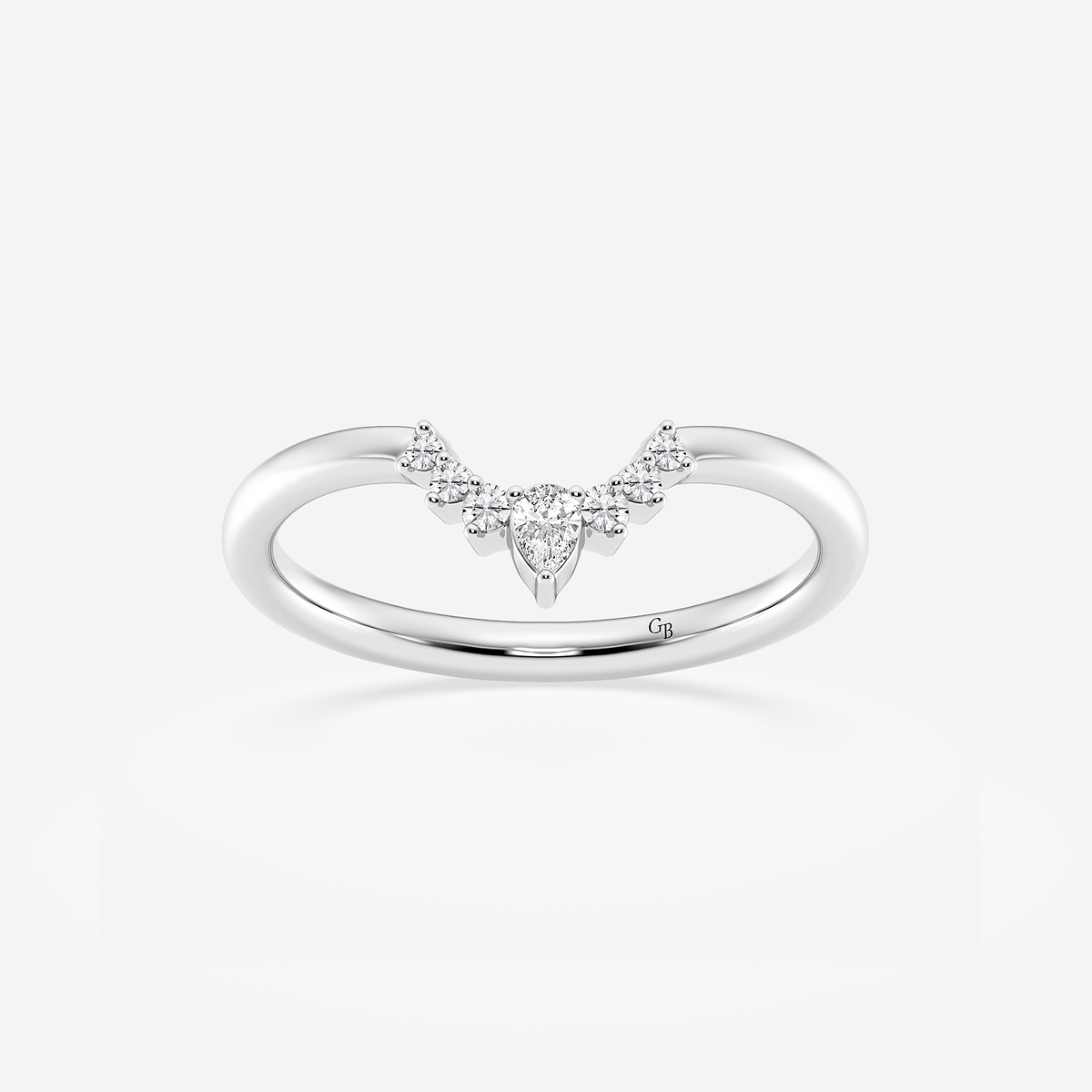 1/10 ctw Pear Lab Grown Diamond Crescent Shape Stackable Ring