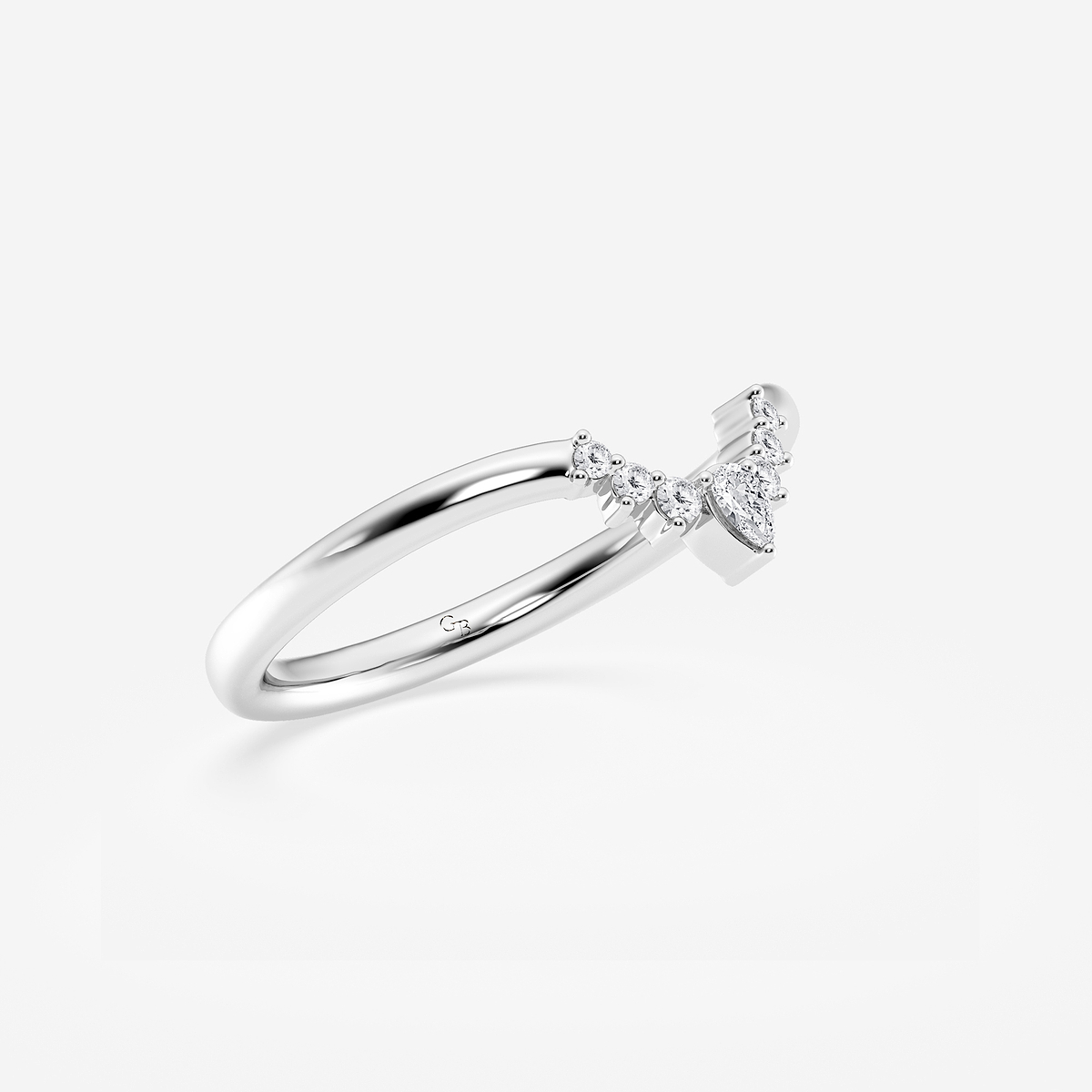 Additional Image 1 for  1/10 ctw Pear Lab Grown Diamond Crescent Shape Stackable Ring