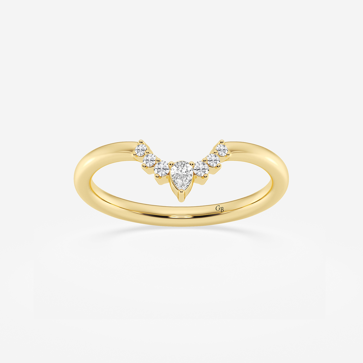 1/10 ctw Pear Lab Grown Diamond Crescent Shape Stackable Ring