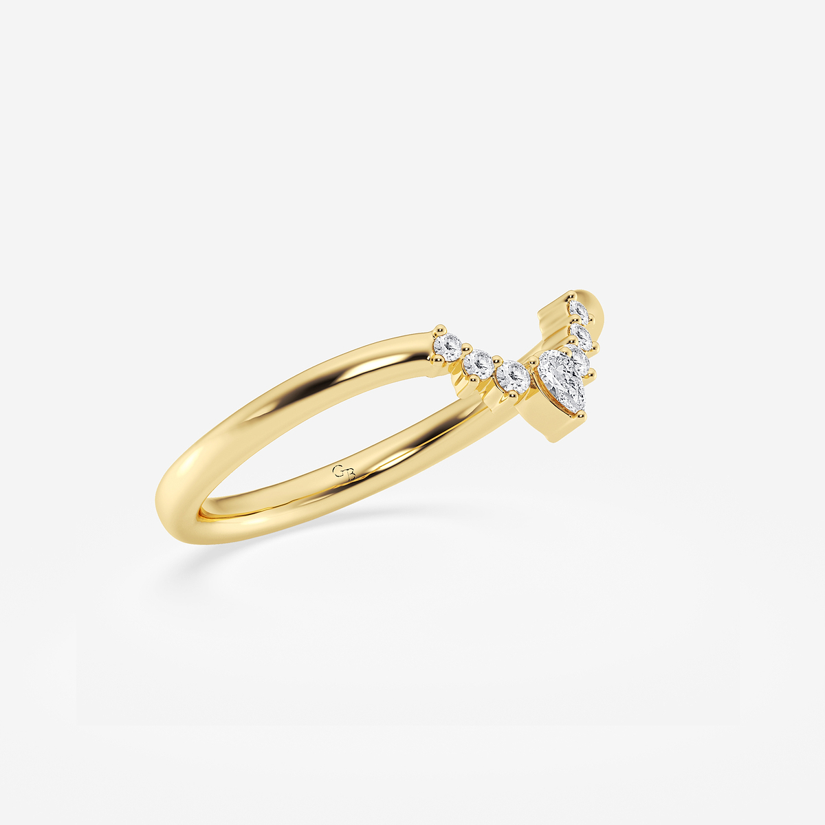 Additional Image 1 for  1/10 ctw Pear Lab Grown Diamond Crescent Shape Stackable Ring