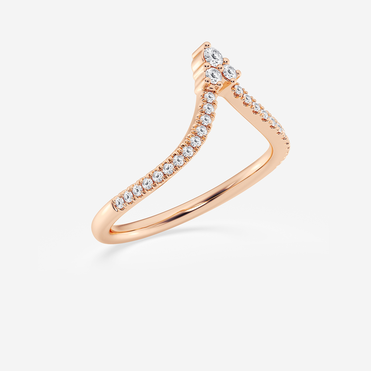 Additional Image 1 for  1/5 ctw Round Lab Grown Diamond Chevron Wedding Band