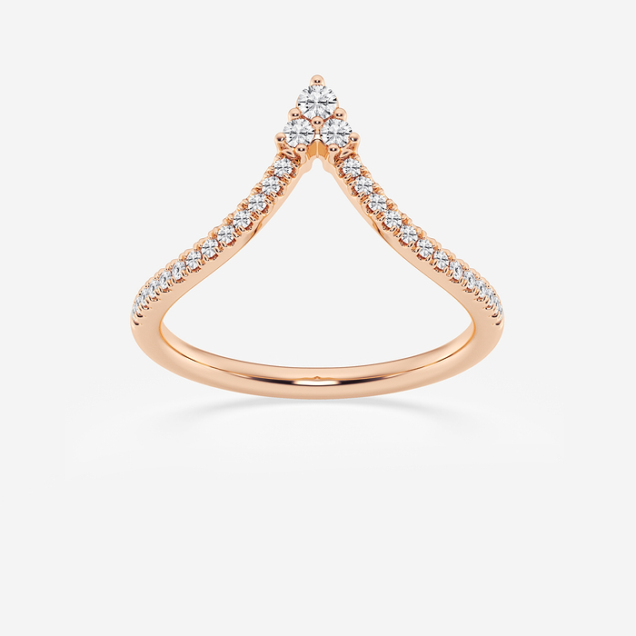 Elaine Band - 1/5 ctw Round Lab Grown Diamond Chevron Wedding Band