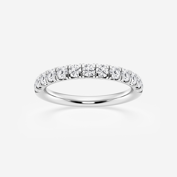 3/4 ctw Round Lab Grown Diamond French Pave Wedding Band Platinum ...