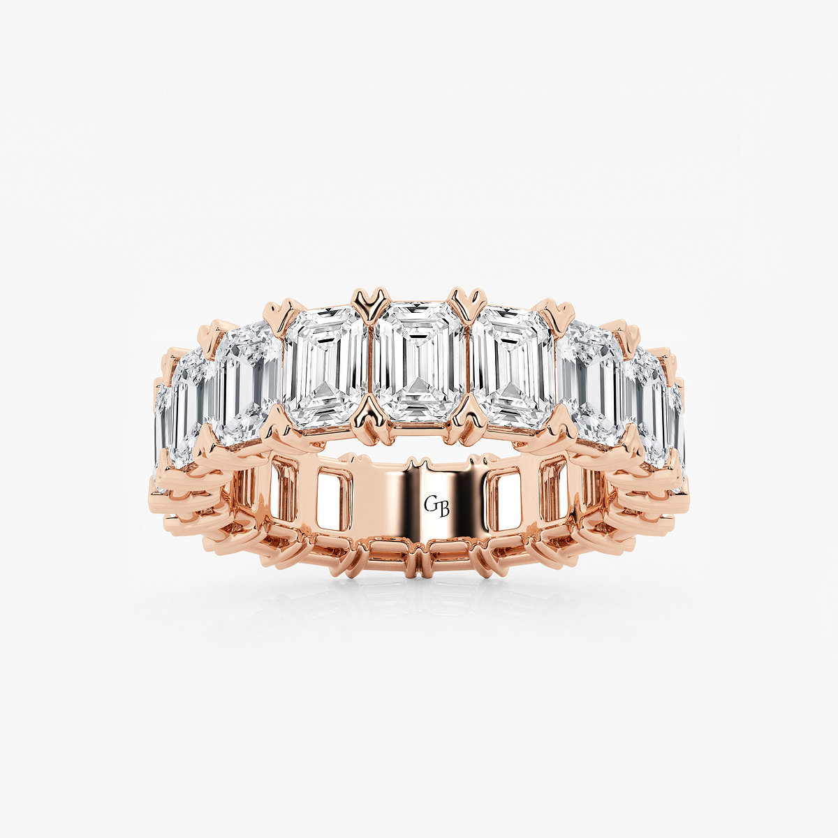 7 ctw Emerald Lab Grown Diamond V-Prong Eternity Band - 4.9mm Width