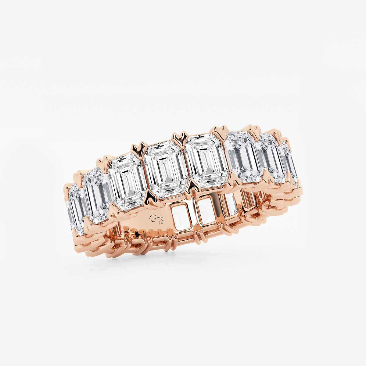 Additional Image 1 for  7 ctw Emerald Lab Grown Diamond V-Prong Eternity Band - 4.9mm Width