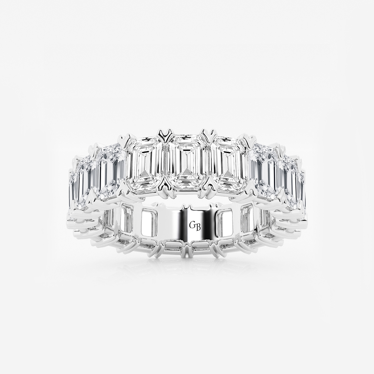 7 ctw Emerald Lab Grown Diamond V-Prong Eternity Band - 5mm Width