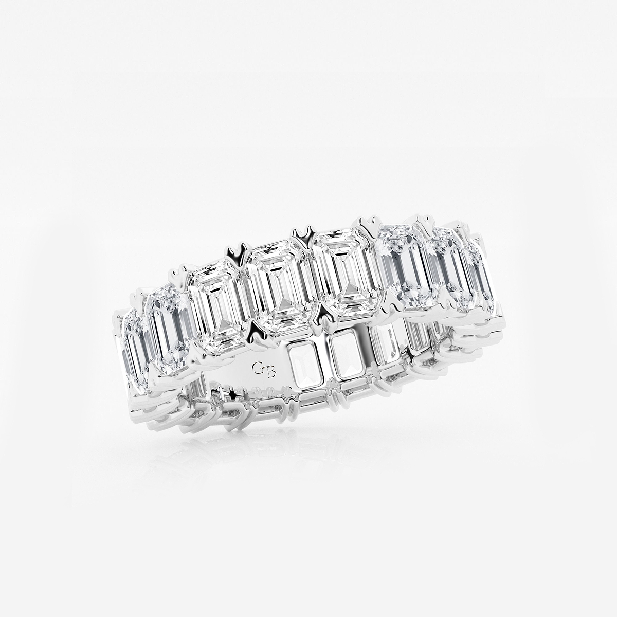 Additional Image 1 for  7 ctw Emerald Lab Grown Diamond V-Prong Eternity Band - 5mm Width