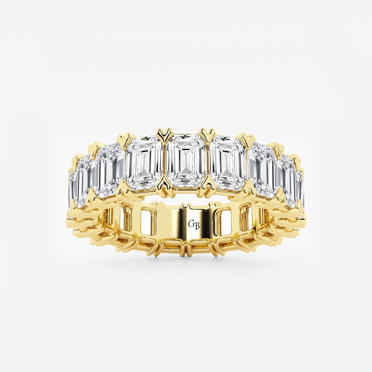 7 ctw Emerald Lab Grown Diamond V-Prong Eternity Band - 5mm Width