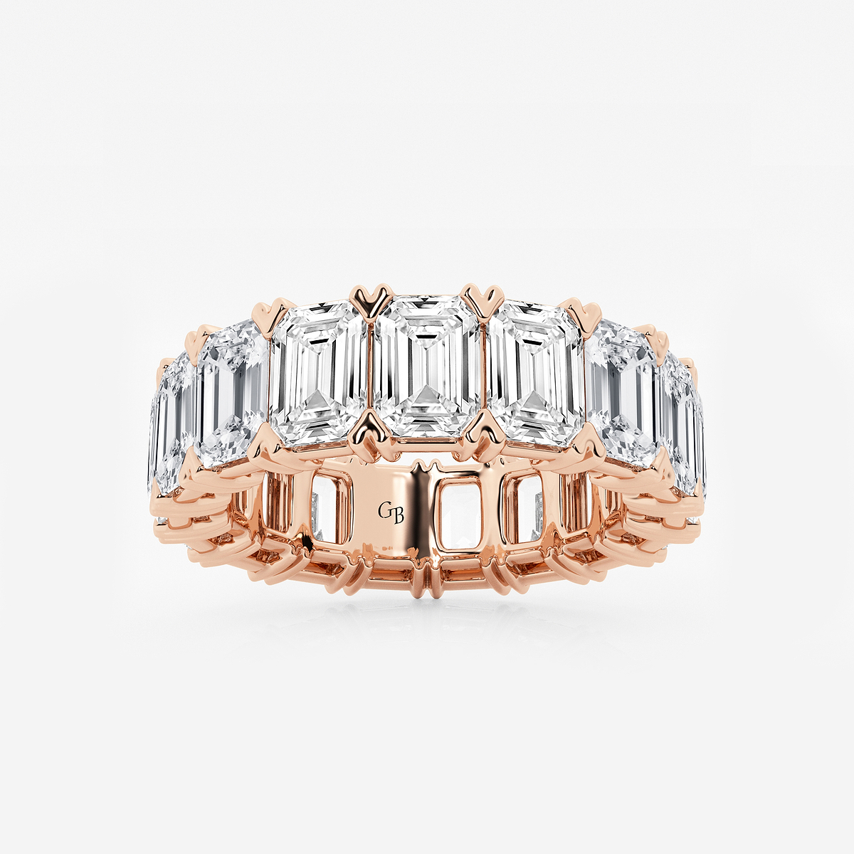 10 ctw Emerald Lab Grown Diamond V-Prong Eternity Band - 5.8mm Width
