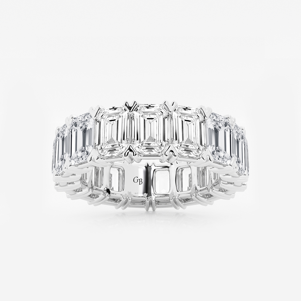 10 ctw Emerald Lab Grown Diamond V-Prong Eternity Band - 5.7mm Width