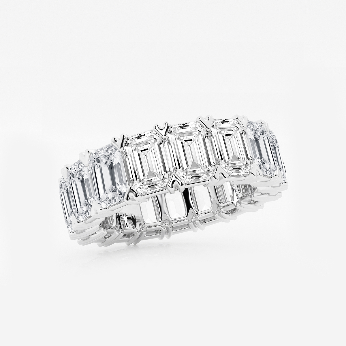 10 ctw Emerald Lab Grown Diamond V-Prong Eternity Band - 5.7mm Width Platinum, E, VS1