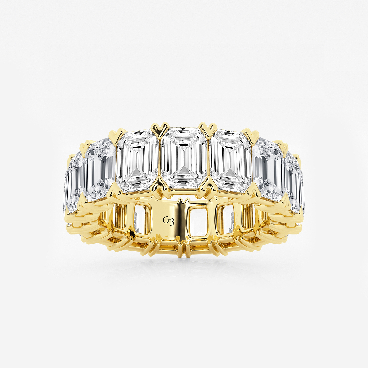 10 ctw Emerald Lab Grown Diamond V-Prong Eternity Band - 5.8mm Width
