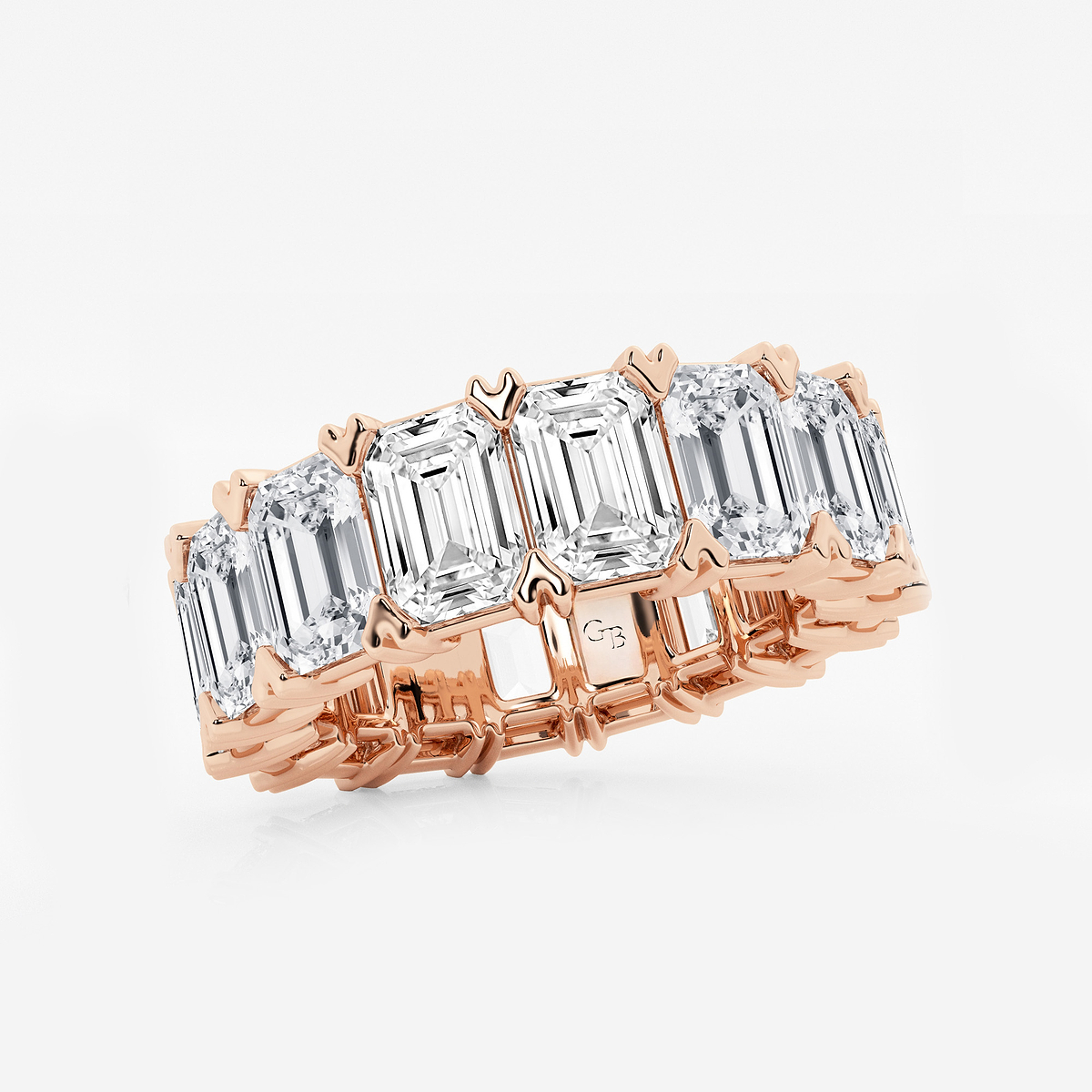 Additional Image 1 for  12 ctw Emerald Lab Grown Diamond V-Prong Eternity Band - 6.3mm Width