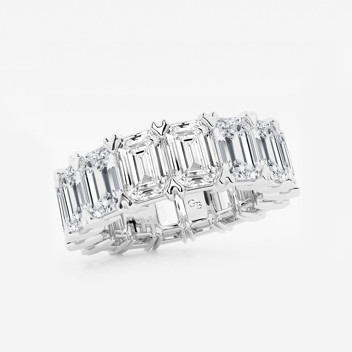 12 ctw Emerald Lab Grown Diamond V-Prong Eternity Band - 6.2mm Width Platinum, E, VS1