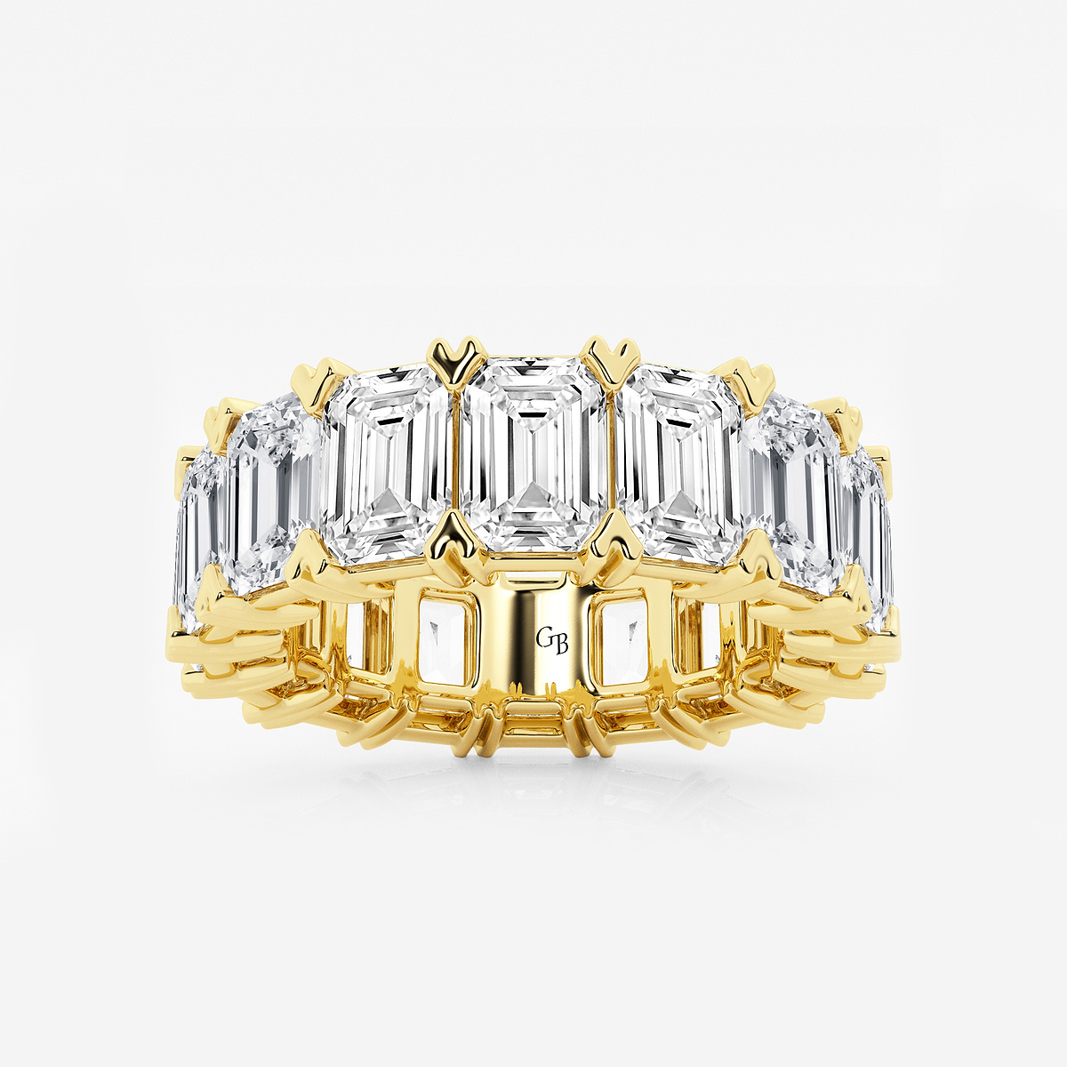 12 ctw Emerald Lab Grown Diamond V-Prong Eternity Band - 6.1mm Width