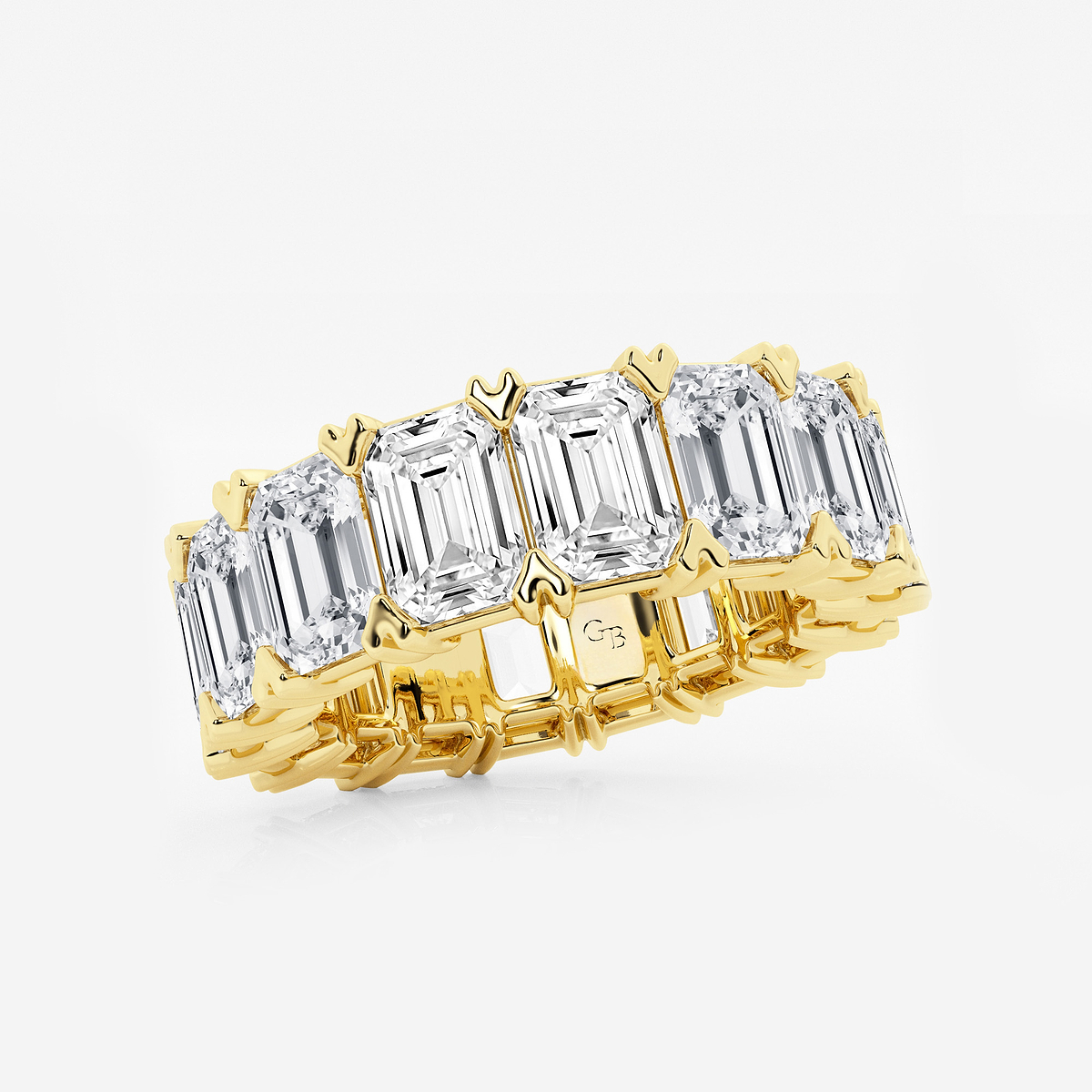 Additional Image 1 for  12 ctw Emerald Lab Grown Diamond V-Prong Eternity Band - 6.1mm Width