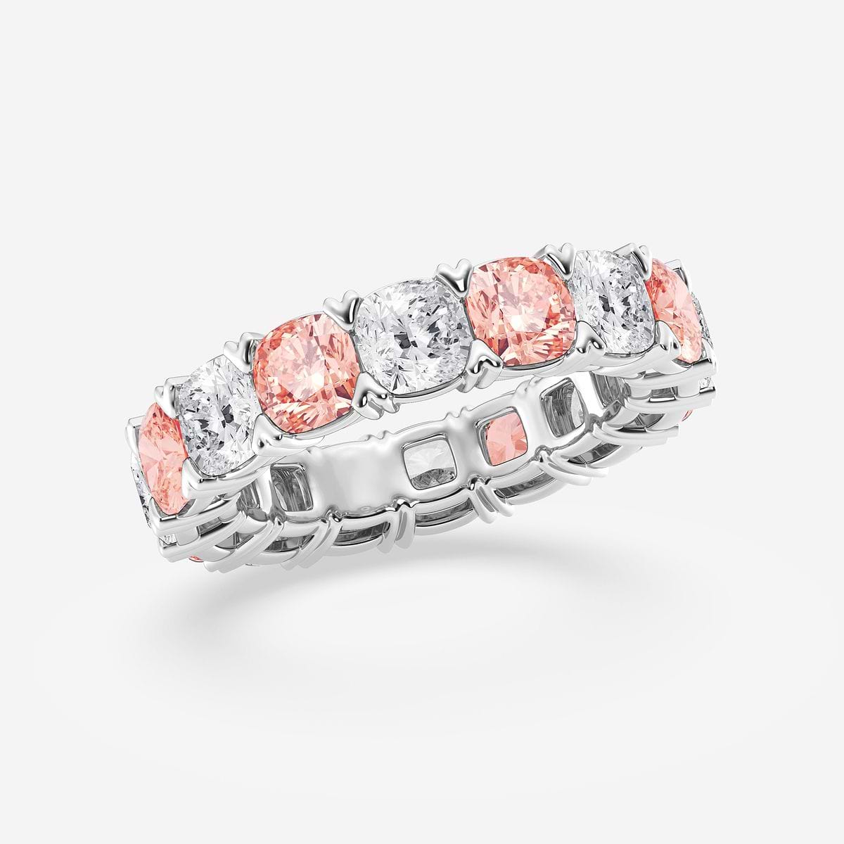 Anika 7 ctw Cushion Lab Grown Diamond with Alternating Fancy