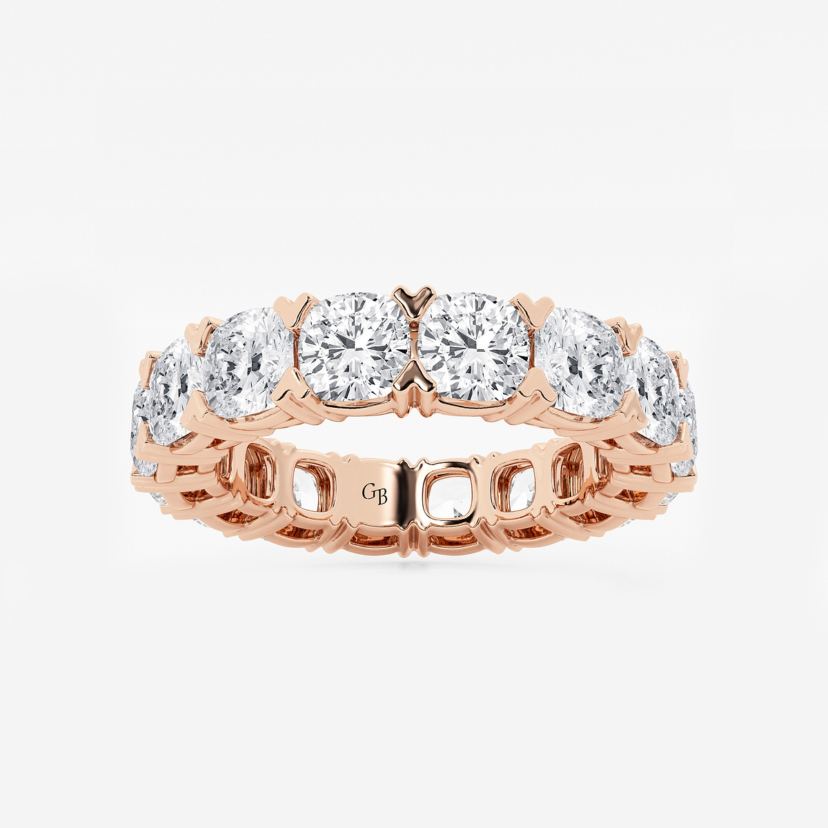 7 ctw Cushion Lab Grown Diamond V-Prong Eternity Band - 4.5mm Width