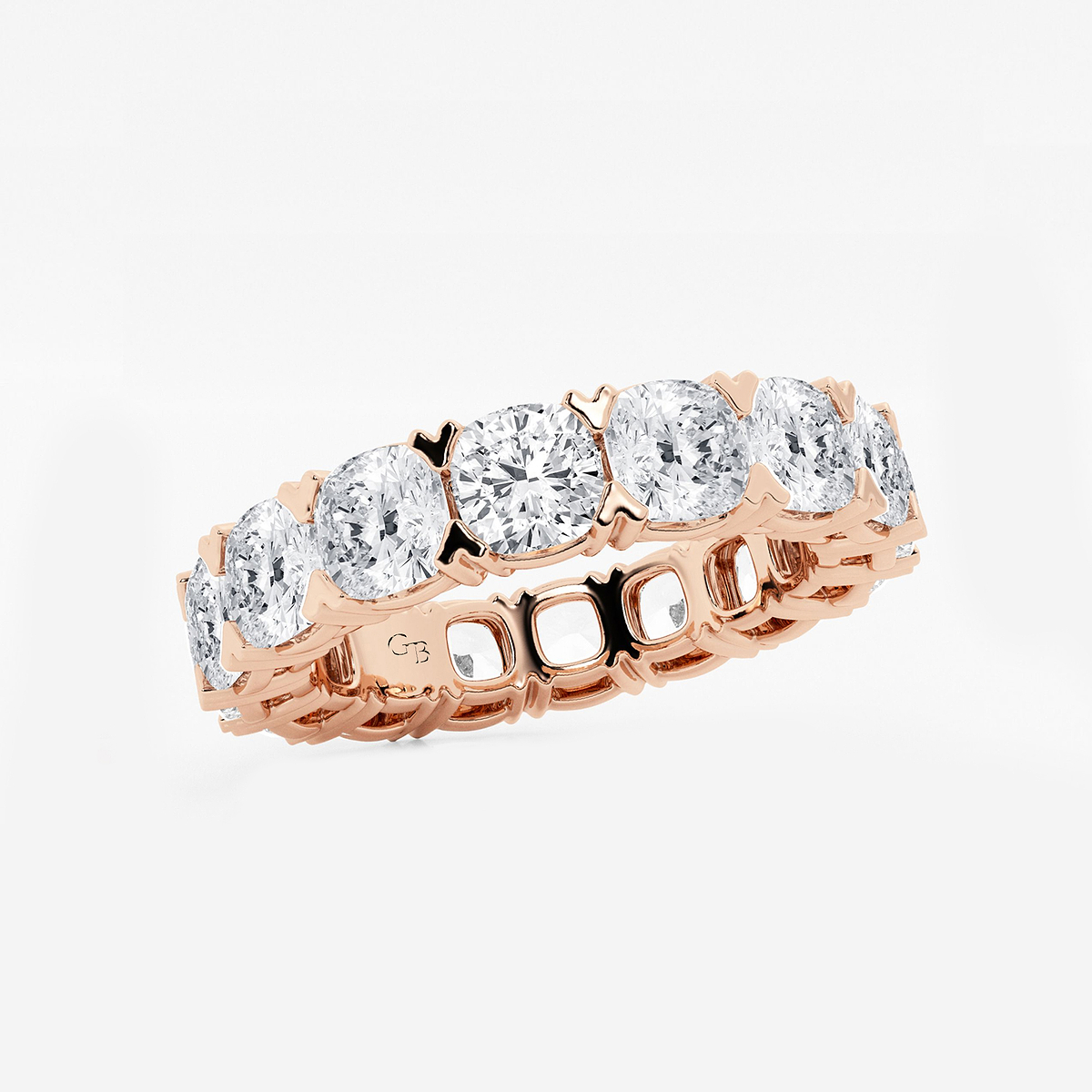 Additional Image 1 for  7 ctw Cushion Lab Grown Diamond V-Prong Eternity Band - 4.5mm Width