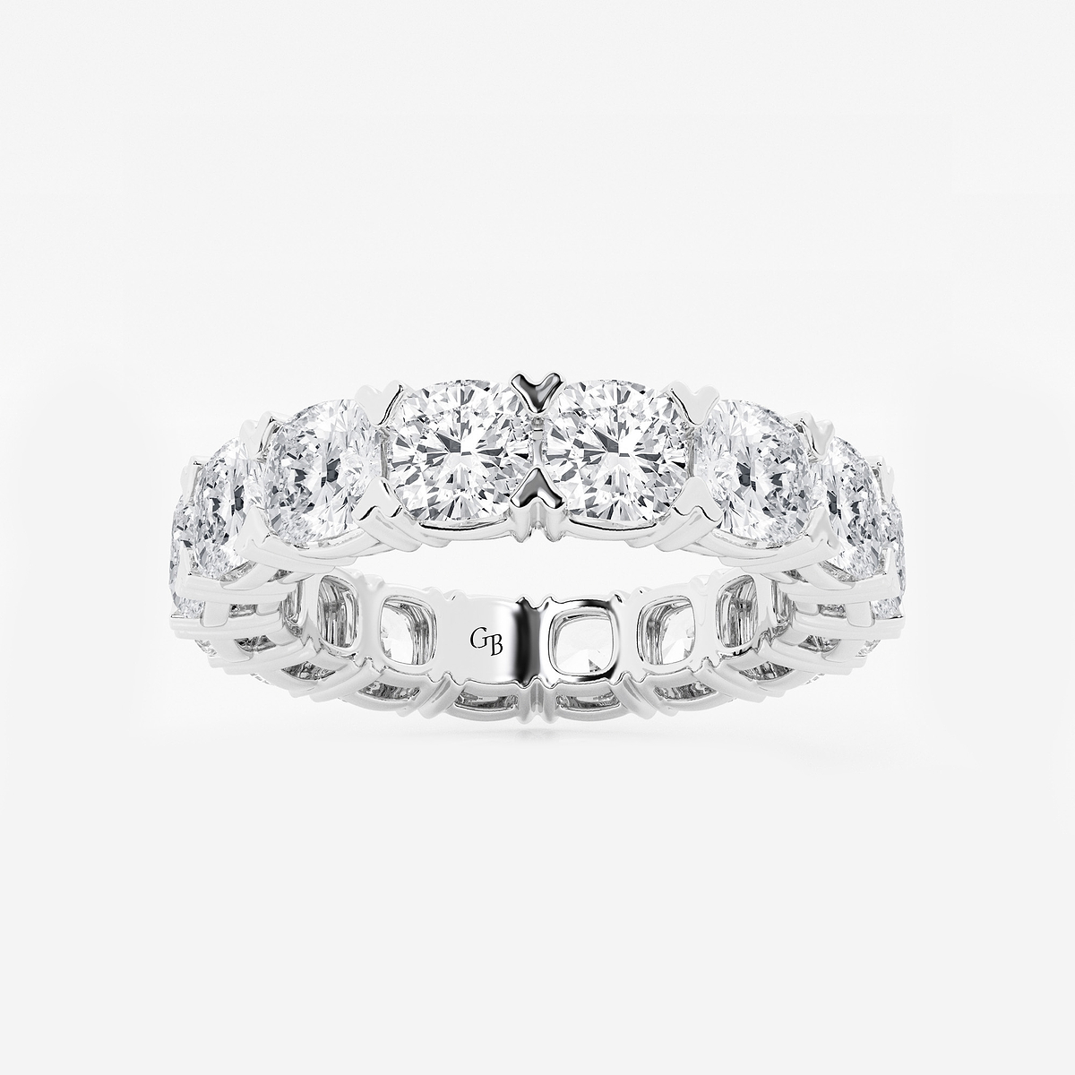 7 ctw Cushion Lab Grown Diamond V-Prong Eternity Band - 4.5mm Width