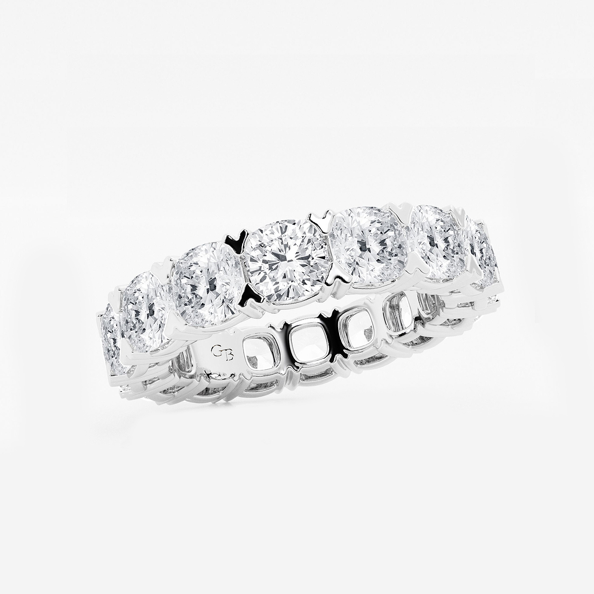 Additional Image 1 for  7 ctw Cushion Lab Grown Diamond V-Prong Eternity Band - 4.5mm Width