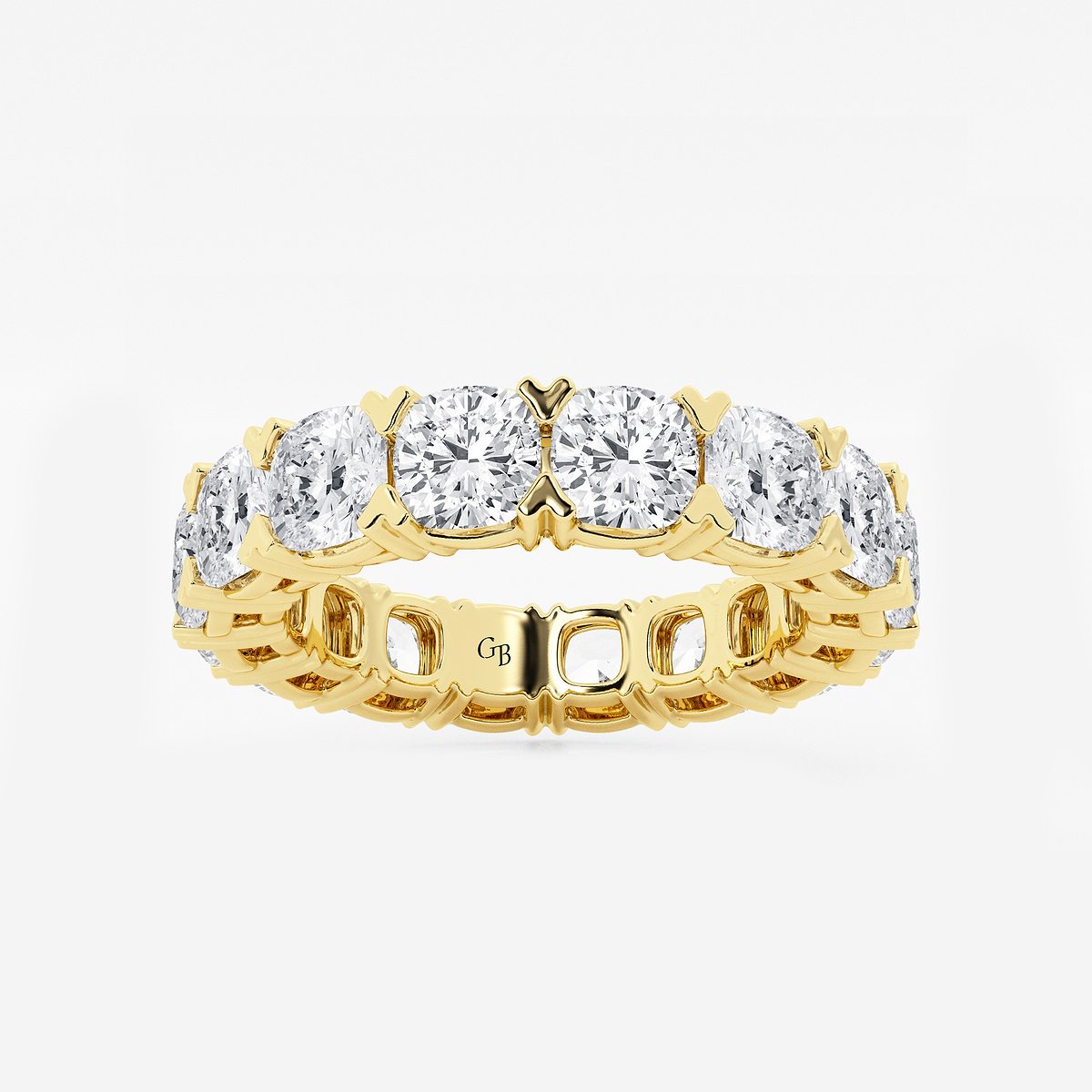 7 ctw Cushion Lab Grown Diamond V-Prong Eternity Band - 4.3mm Width