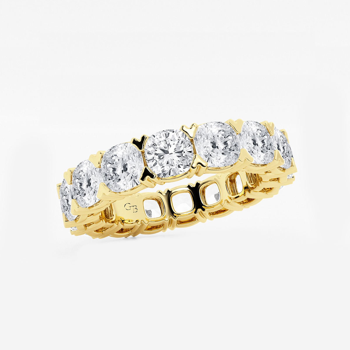 Additional Image 1 for  7 ctw Cushion Lab Grown Diamond V-Prong Eternity Band - 4.3mm Width
