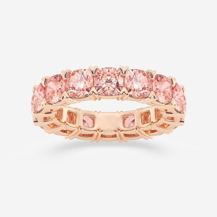 Fancy Pink V- Prong Diamond Cushion Eternity Band